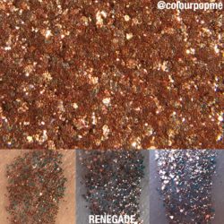 swatch of Colourpop RENEGADE pressed glitter