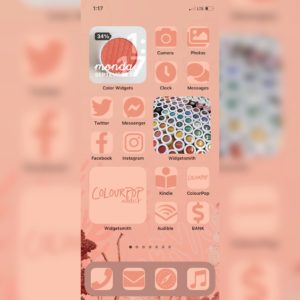 Colourpop Coast to Coral iPhone iOS 14 customized home screen