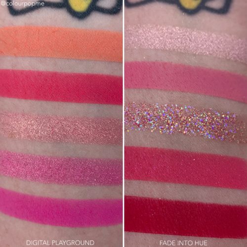 COLOURPOP Y2K palette comparisons DIGITAL PLAY GROUND VS FADE INTO HUE