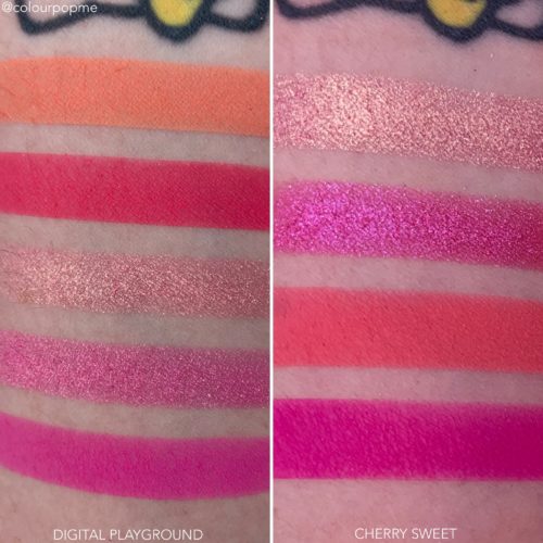 COLOURPOP Y2K palette comparisons DIGITAL PLAYGROUND VS CHERRY SWEET