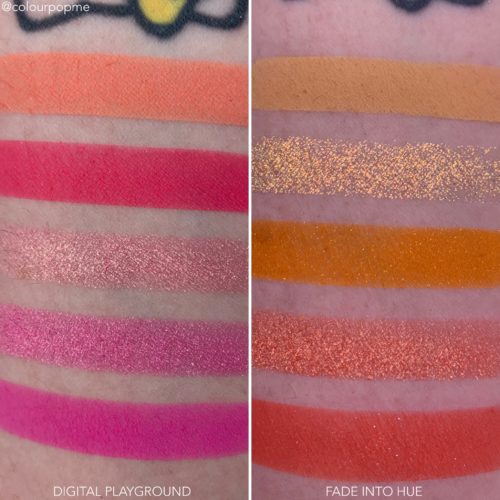 COLOURPOP Y2K palette comparisons DIGITAL PLAYGROUND VS FADE INTO HUE