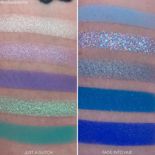 COLOURPOP Y2K palette comparisons JUST A GLITCH VS FADE INTO HUE