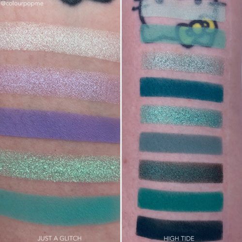 COLOURPOP Y2K palette comparisons JUST A GLITCH VS HIGH TIDE