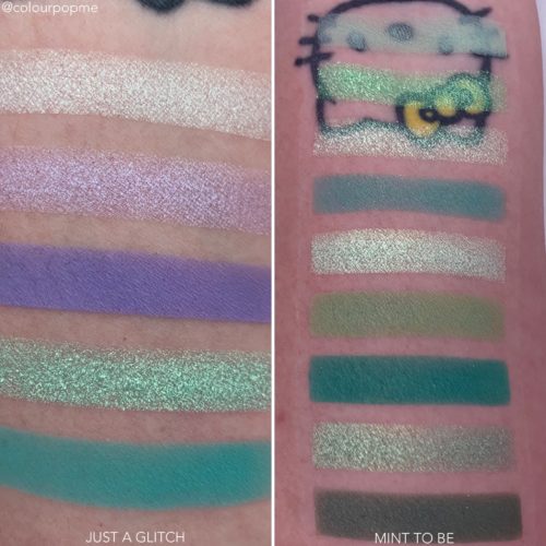 COLOURPOP Y2K palette comparisons JUST A GLITCH VS MINT TO BE