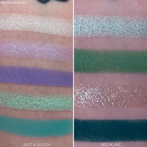 COLOURPOP Y2K palette comparisons JUST A GLITCH VS NOOK, INC.