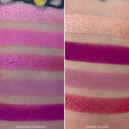 COLOURPOP Y2K palette comparisons NEW MILLENIUM VS GIMME SUGAR