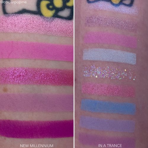 COLOURPOP Y2K palette comparisons NEW MILLENIUM VS IN A TRANCE