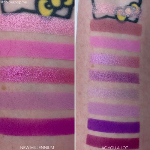 COLOURPOP Y2K palette comparisons NEW MILLENIUM VS LILAC YOU A LOT